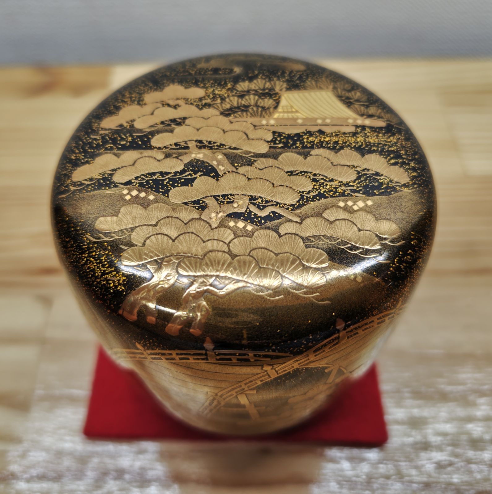 逢絢亭 茶道具 大棗 加賀塗 住吉蒔絵 内梨地 木製 芝野紫光 共箱入り