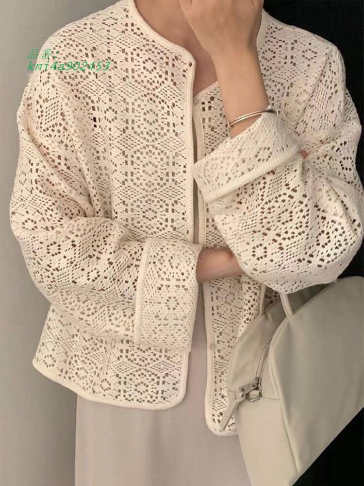 カーディガン レディース 韓国 レース アウター フェミニン ジャケット 長袖 ノーボレロ エレ ショート丈 おしゃれ kni 4 a 902453