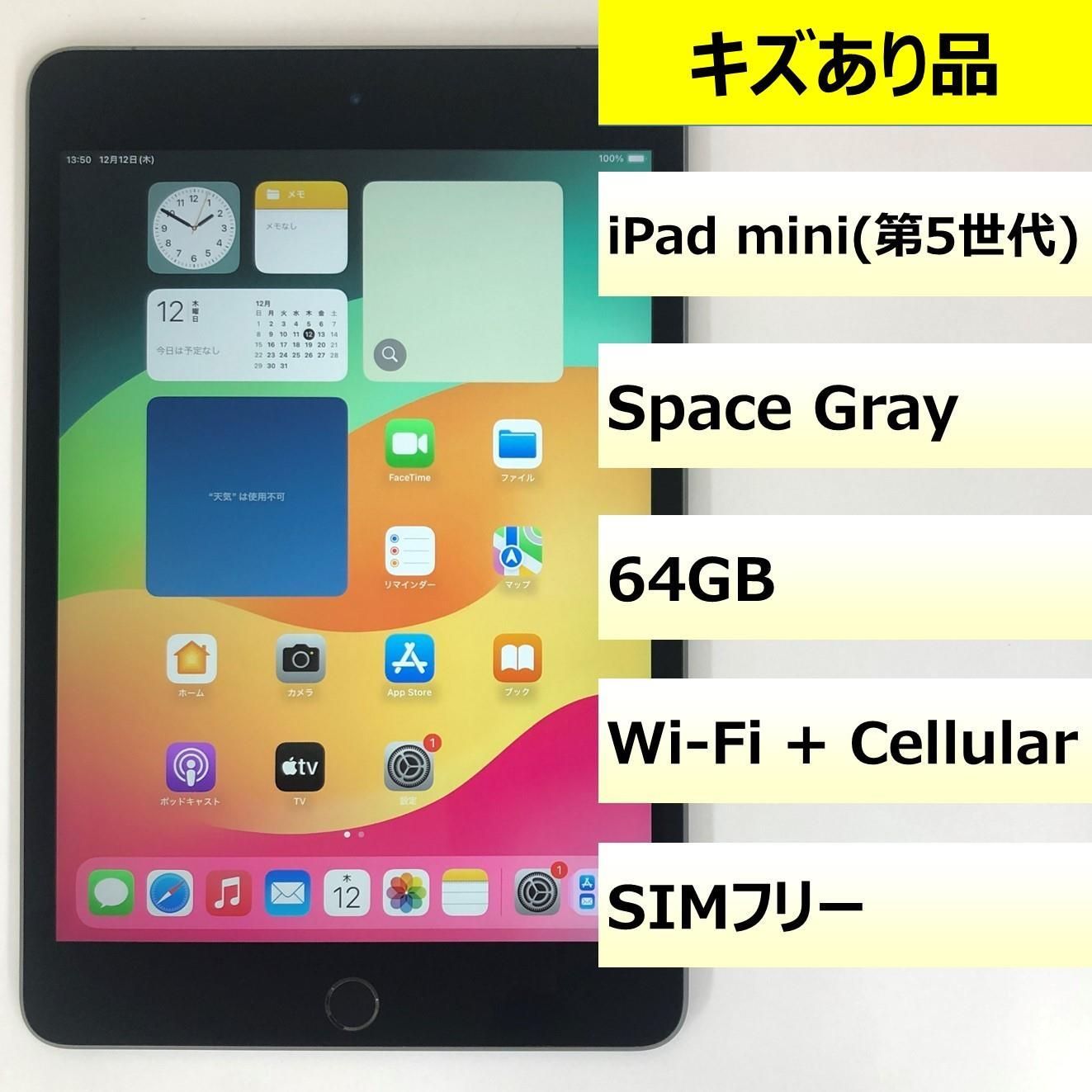 キズあり品】iPad mini (第5世代) Wi-Fi + Cellular/64GB/353179100986715