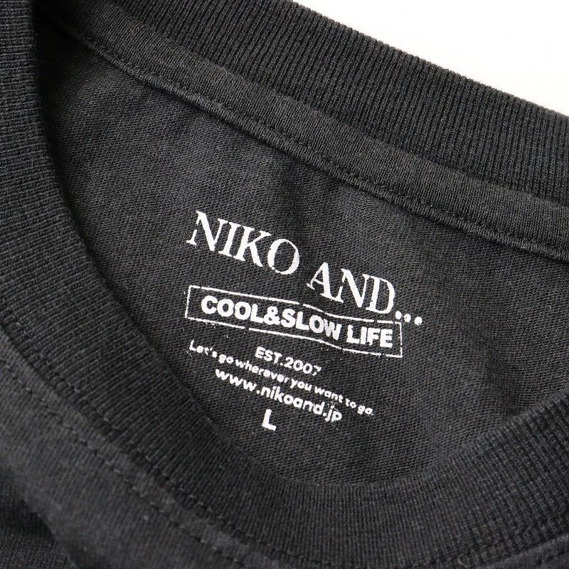 ニコアンド niko and アソートフリルロックTシャツ L/ブラック