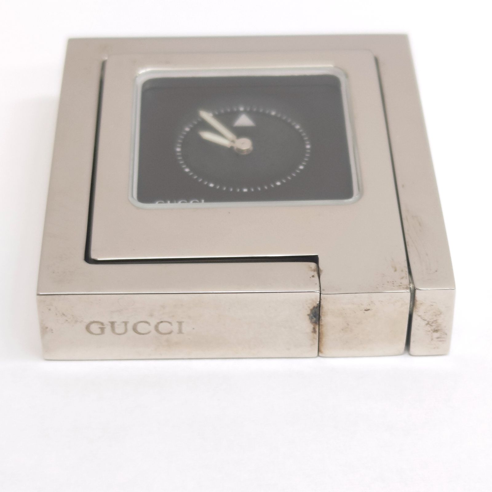 GUCCI スクエアクオーツ 卓上時計 置き時計 不動品 ジャンク ケース付き JA-2