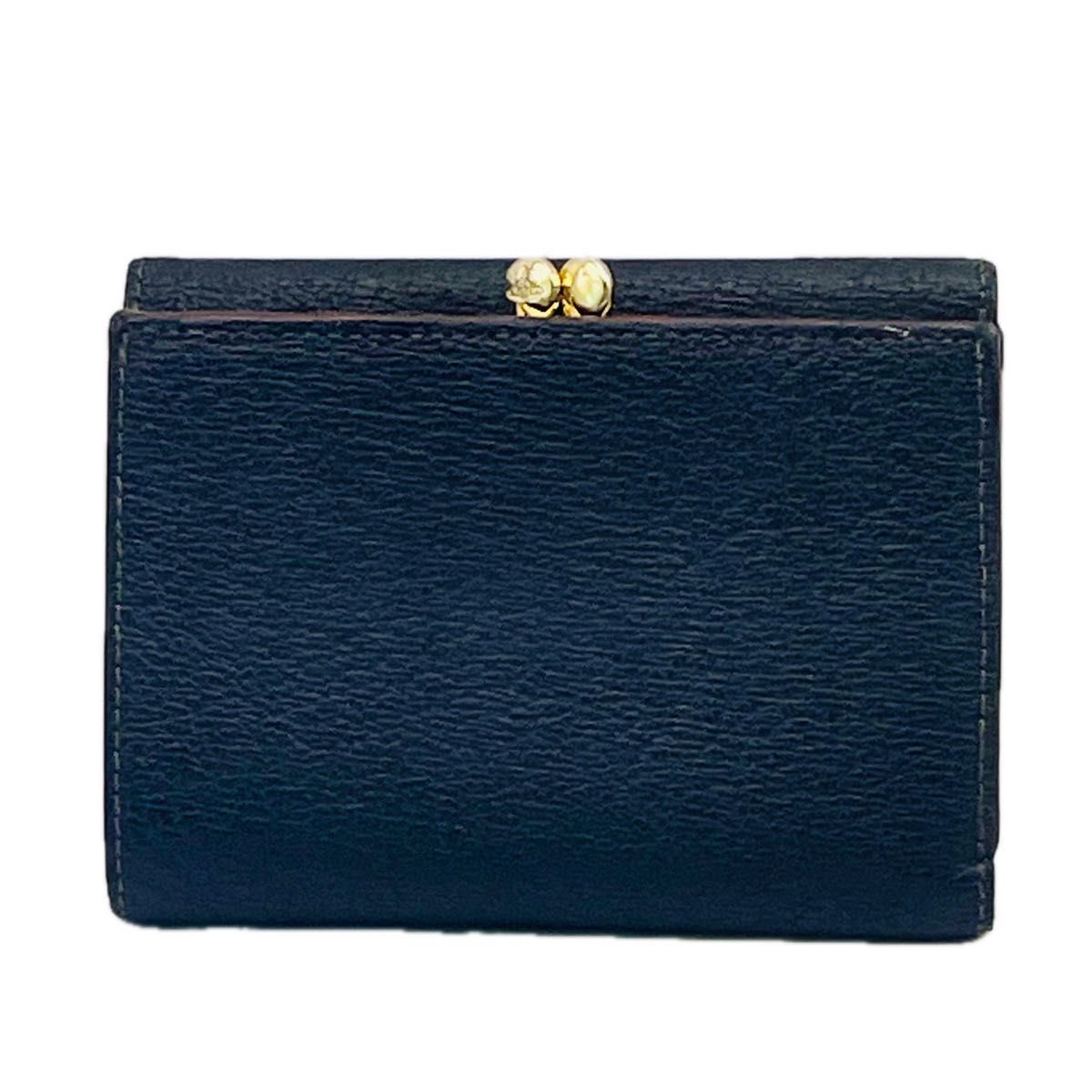 Vivienne Westwood 三つ折り財布 がま口 オーブロゴ レザー ブラック