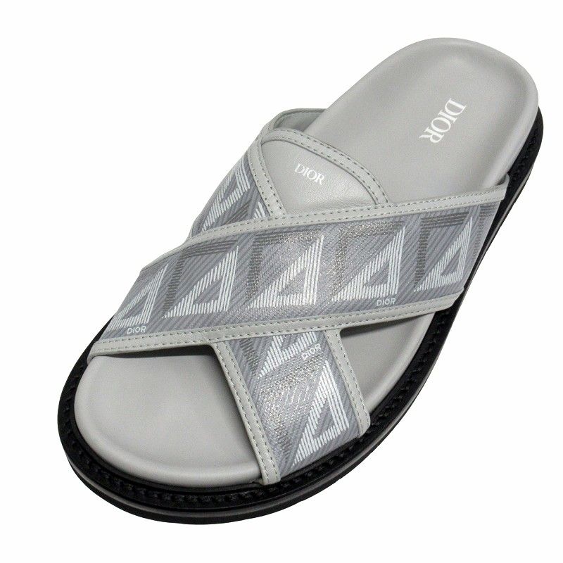 未使用 クリスチャンディオール DIORACT レザー ロゴ サンダル