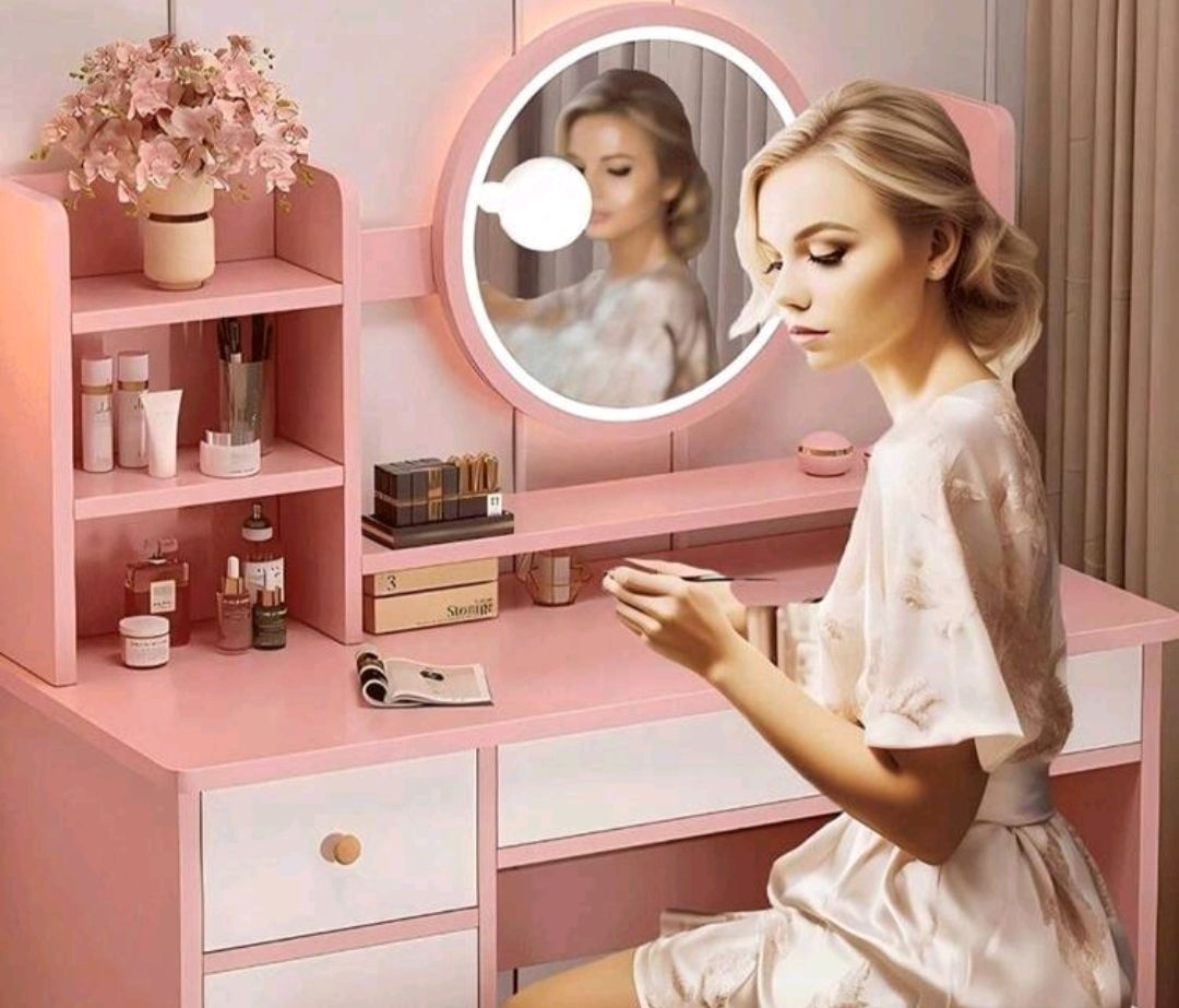 ドレッサー コンパクト お姫系 鏡台 化粧台収納 ベロア椅子 北欧風