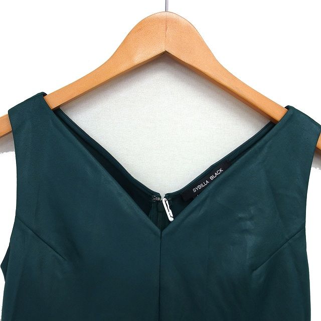 美品　シビラ　ノースリーブフレアワンピース　グリーン　サイズM シビラ SYBILLA BLACK タグ付き ドレス フレア ワンピース