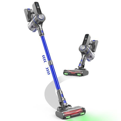 Uowindコードレス掃除機HS9 550W 55kPa 1.4kg 自立式6LEDライト付無刷モーターAUTOモード3段吸引力モード V型ブラシ 隙間ノズル 布団用ノズル 2in1ブラシノズル 伸縮パイプタッチスクリーン