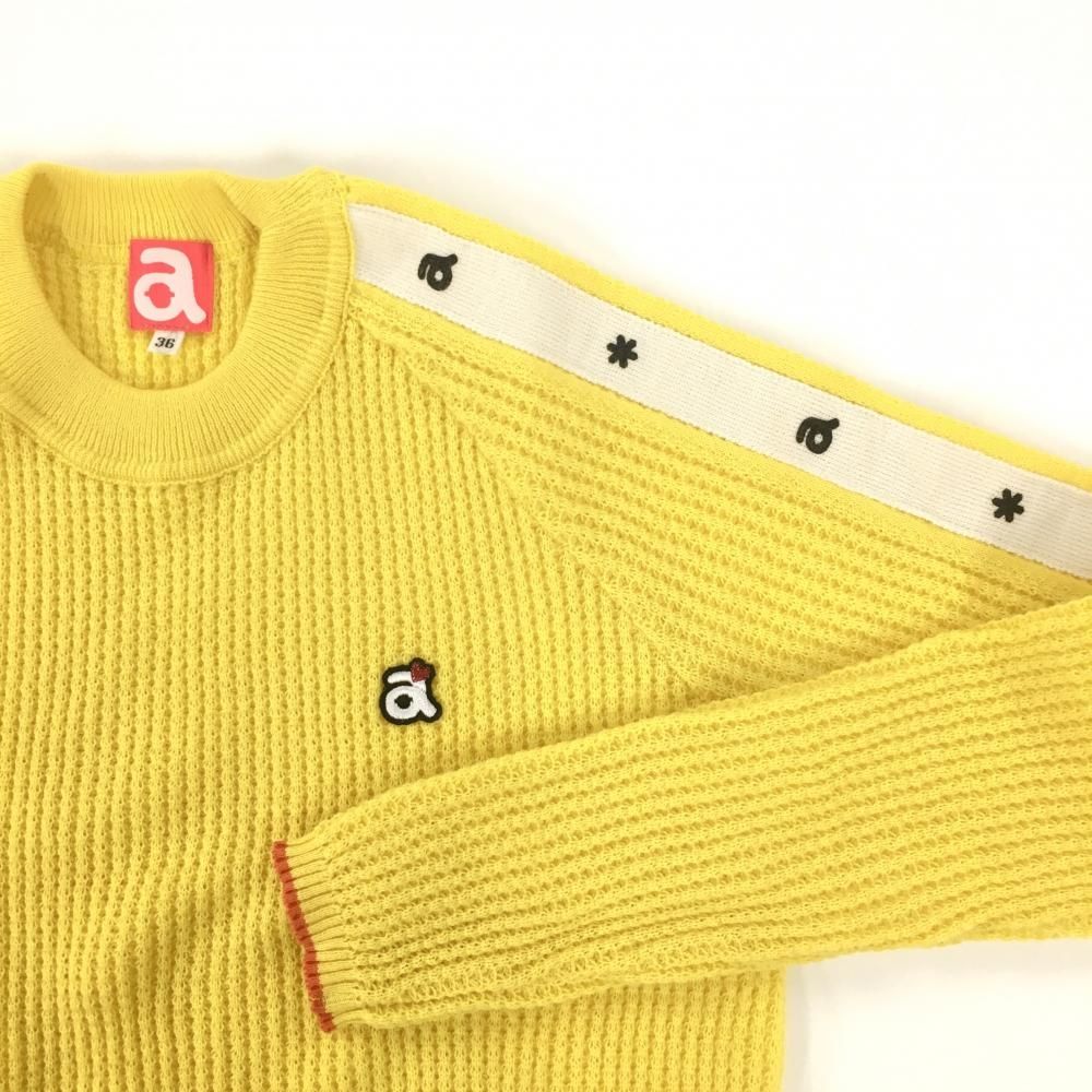 Archivio ロゴニットセーター 超美品】アルチビオ セーター イエロー×白 袖ライン ロゴ ニット