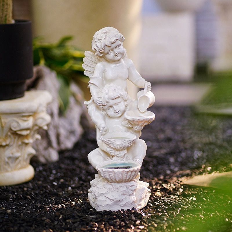 ガーデンプレート 紫陽花と妖精 ハンギング セメント製 ガーデン雑貨