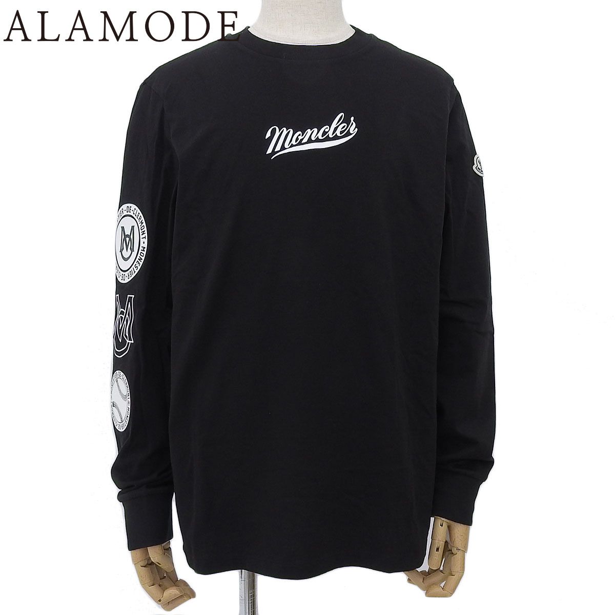 【新品未使用品】MONCLER黒 長袖Tシャツ モンクレール MONCLER 長袖 Tシャツ ロンT カットソー ワッペン