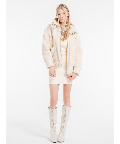 DURAS ベルト付きスタンド ボアジャケット