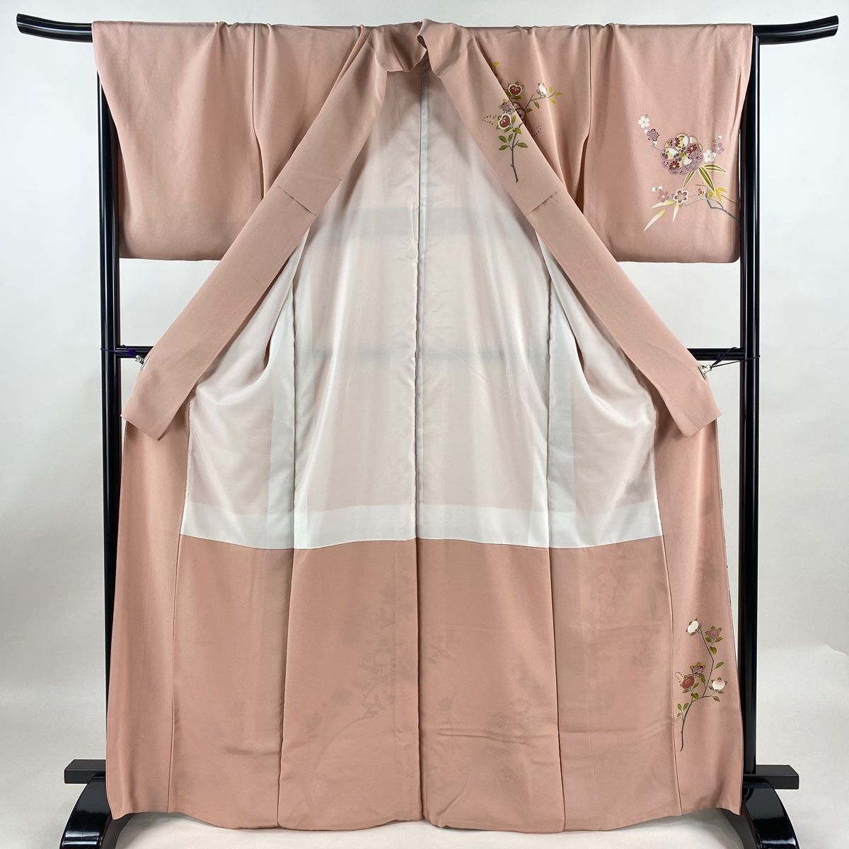 訪問着 美品 秀品 童 草花 金彩 ぼかし ピンク 袷 159cm 66.5cm M
