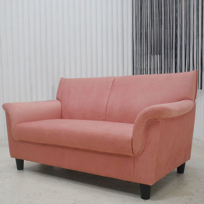 アウトレット 現品限り 大 一部 ピンク ベロア調 二人掛け 2P ソファー エステサロンなどにもおすすめ