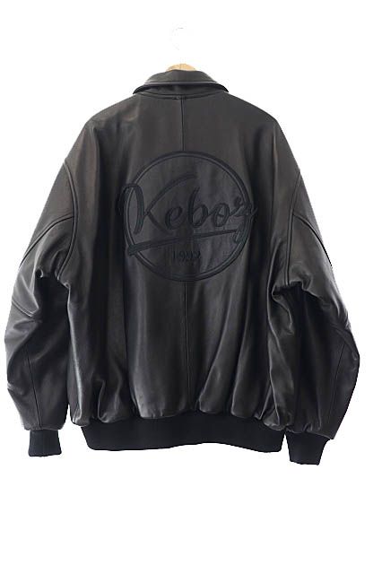 KEBOZ ケボズ LEATHER VARSITY JACKET ロゴ 刺繍 羊革 レザー 中綿
