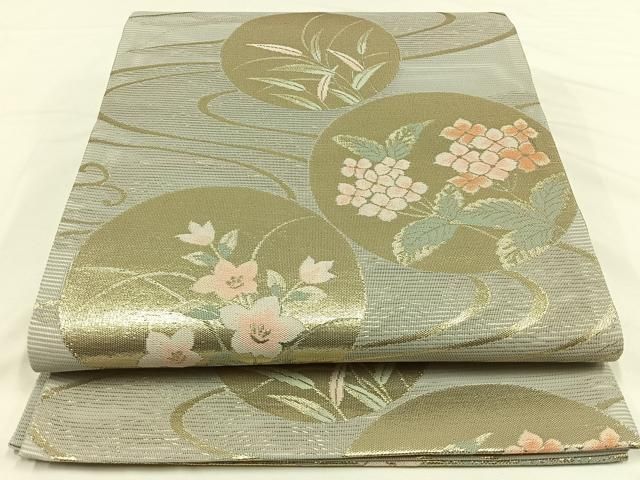 専用です★逸品　クリーニング済み　手描き友禅　正絹綸子に糸巻き、花丸文 専用です☆逸品 クリーニング済み 手描き友禅 正絹綸子に糸巻き