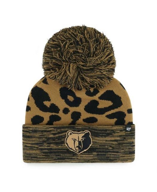送料無料 47ブランド レディース 帽子 アクセサリー Women s Leopard Memphis Grizzlies Rosette Cuffed with Pom Knit Hat Leopard