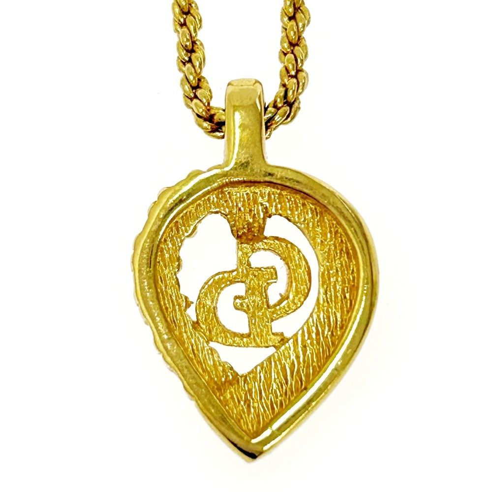 4jpb047】クリスチャンディオール ネックレス/ハートモチーフ/ライン