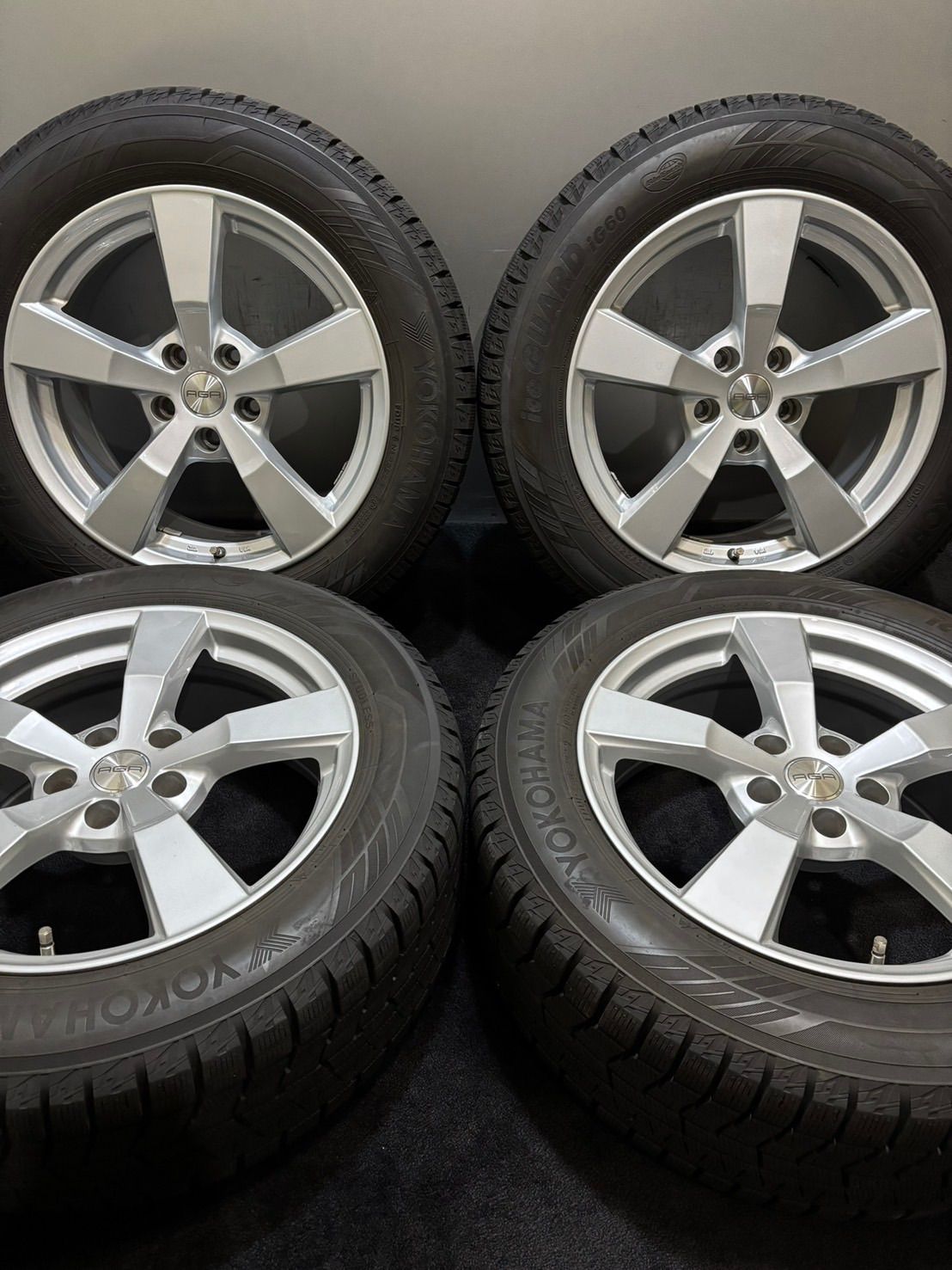 225 55R17 YOKOHAMA ice GUARD iG60 22年製 AGA 17インチ 7.5J 30 112 5H スタッドレス 4本 BMW 3シリーズ 等 南7-K251
