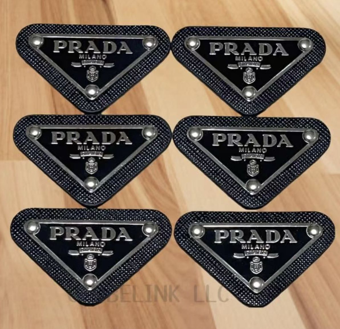 PRADA プラダ ロゴプレート ロゴパーツ ブラック メタル 6枚新品