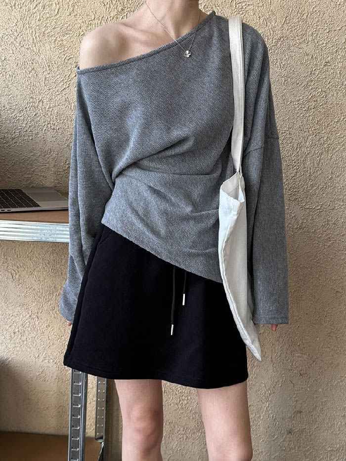 シャツ オフショルダー レディース 長袖 オープンショルダー チュニック トップス フェミニン 着回し シンプル おしゃれ 大人 カジュアル こなれ感 春 秋 モード 楽天市場】オフショル Tシャツ レディース 長袖 オフショルダー