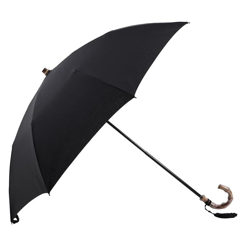 ワカオ 雨傘 折りたたみ傘 軽量 防水 UVカット 紫外線対策 タッセル付き FOLDING UMBRELLA レディース 9416 ブラック 1