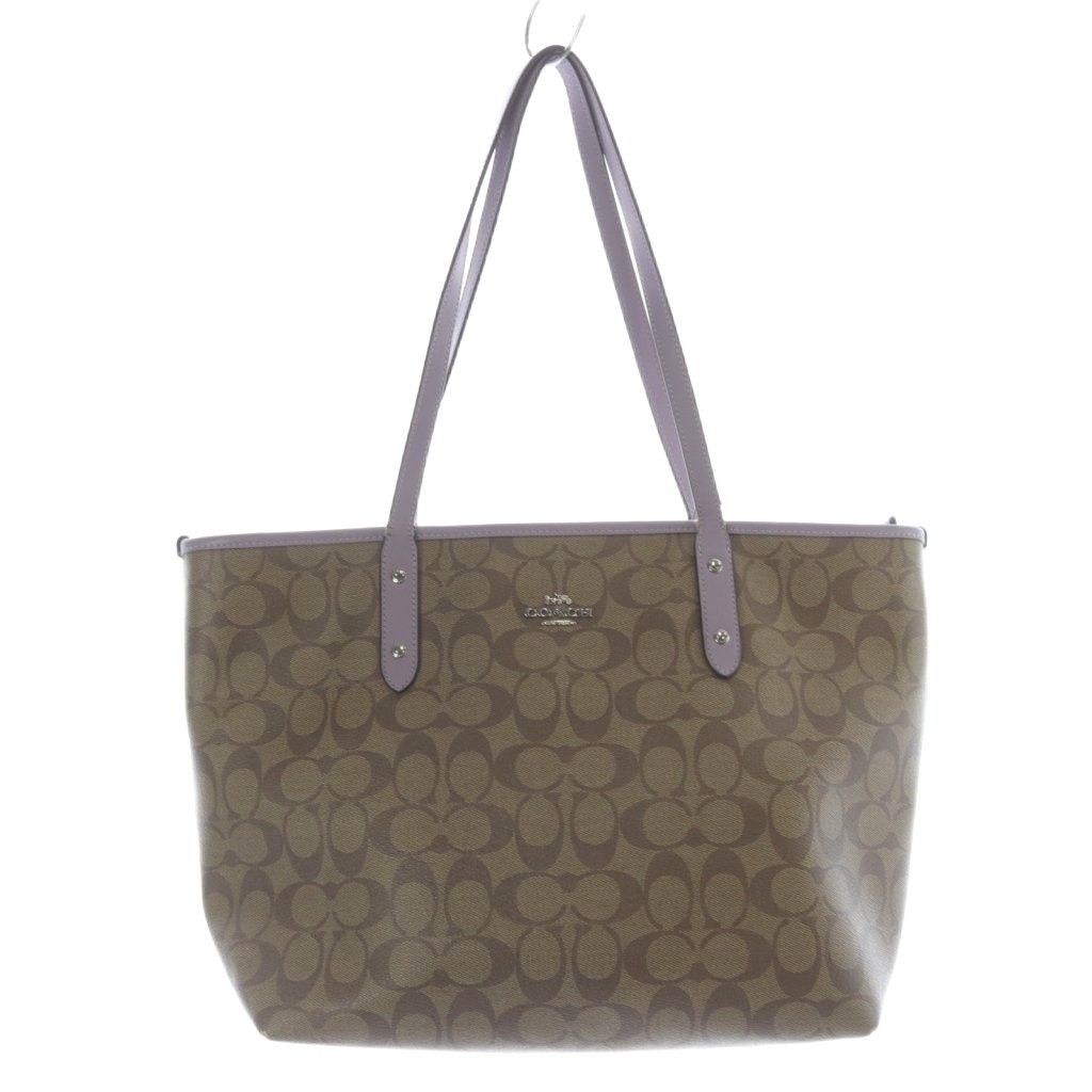 コーチ COACH シグネチャートートバッグ ハンドバッグ ロゴ 茶色