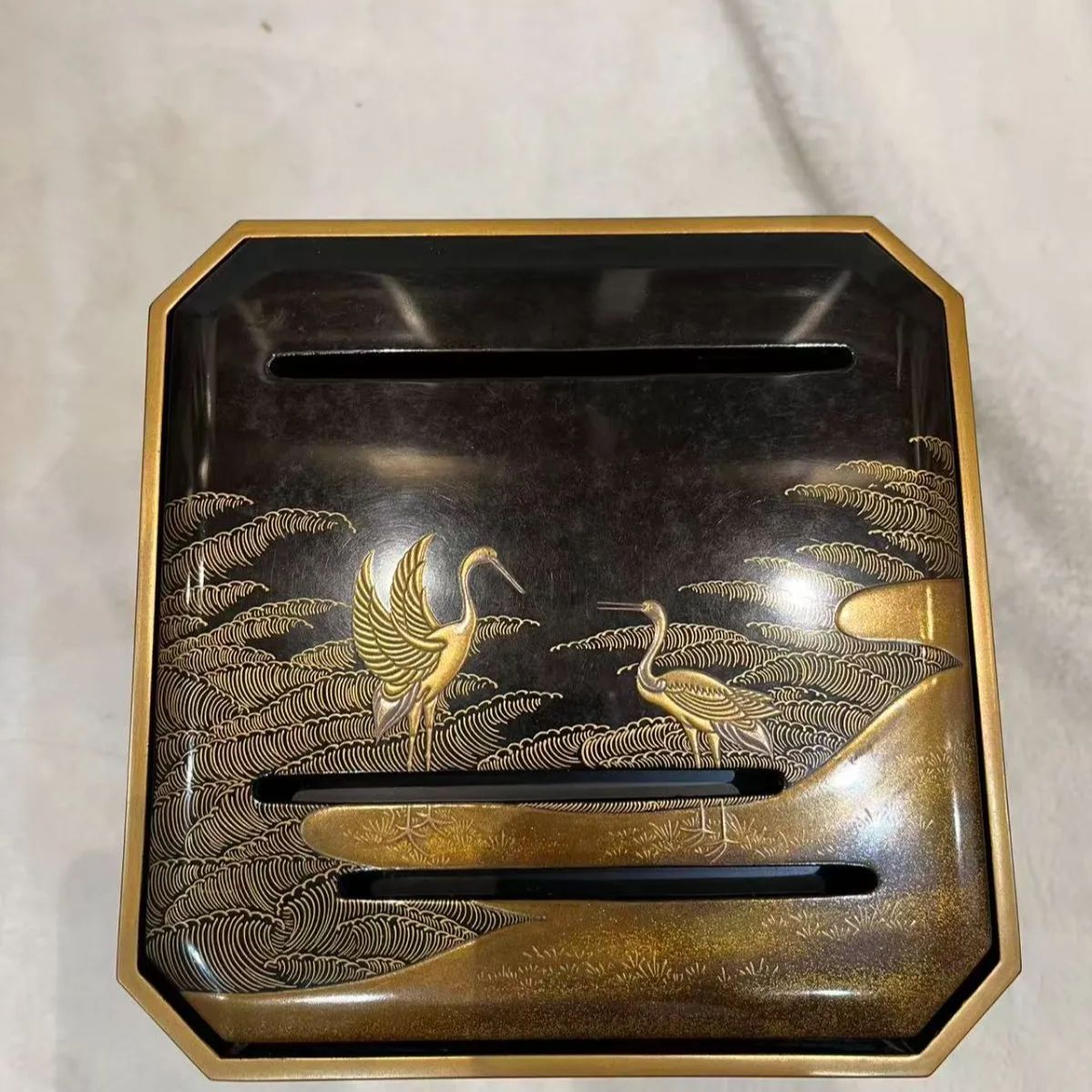 蒔絵 盃台 漆芸 屠蘇器 鶴松 金蒔絵 骨董 美術品 漆器