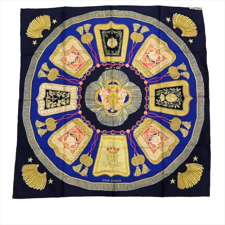 超美品 HERMES エルメス 大判 スカーフ シルク 100パーセント カレ90