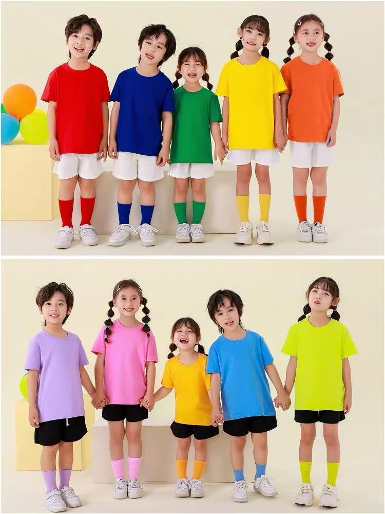 [ZGKULAEAOW] Tシャツ無地 半袖 キッズ ゆったり 無地 ネオンカラー カラフル 夏服 女の子 男の子 子供服 重ね着 綿100