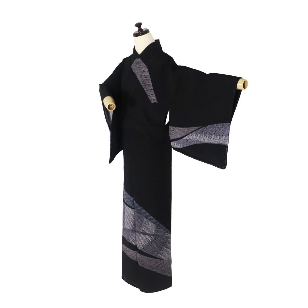 工房富伊 富井裕也氏作 京友禅 訪問着 袷 正絹 黒 波 Sサイズ ki31098 ♥品 レディース ギフト フォーマル 30代 40代 50代 送料込み