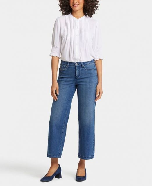 【送料無料】 エヌワイディージェイ レディース デニムパンツ ボトムス Women's Teresa Wide Leg Ankle Jeans Mission Blue