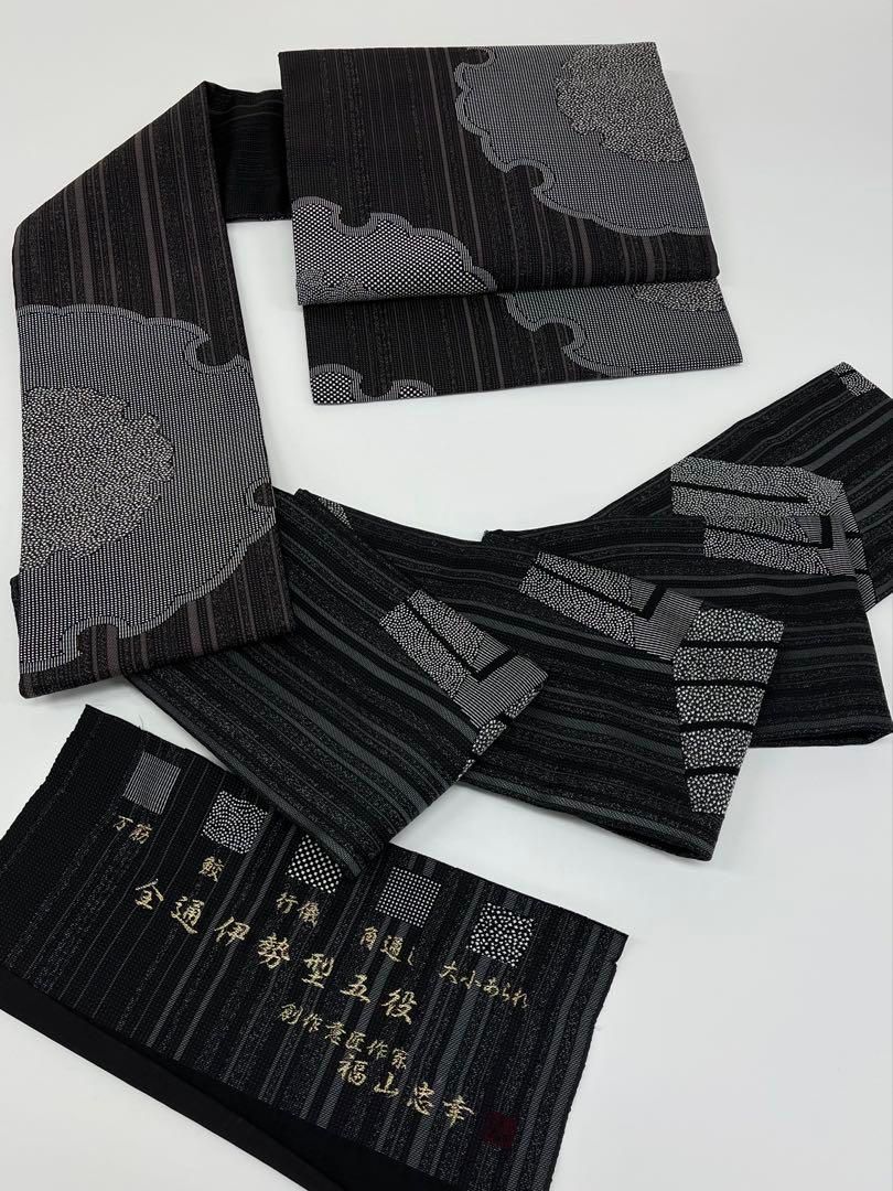伊勢型五役 江戸小紋柄 全通 九寸名古屋帯 雪輪 ♥品 正絹