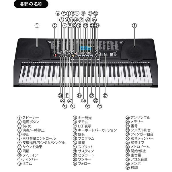 SunRuck プレイタッチフラッシュ61鍵盤 キーボード SR-DP04 - 鍵盤楽器