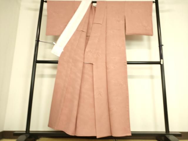 平和屋着物●上質な色無地　草花地紋　梅染色　正絹　逸品　DAAZ7514ud 平和屋着物▽上質な色無地 単衣 草花地紋 紅梅色 正絹 逸品 DAAS0771az