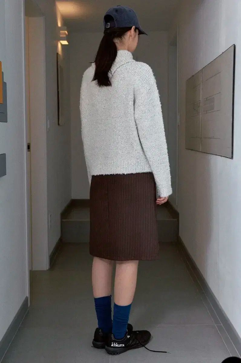 SINOON シヌーン ローライズ ストライプ ミディ スカート GULLKHAN_COM