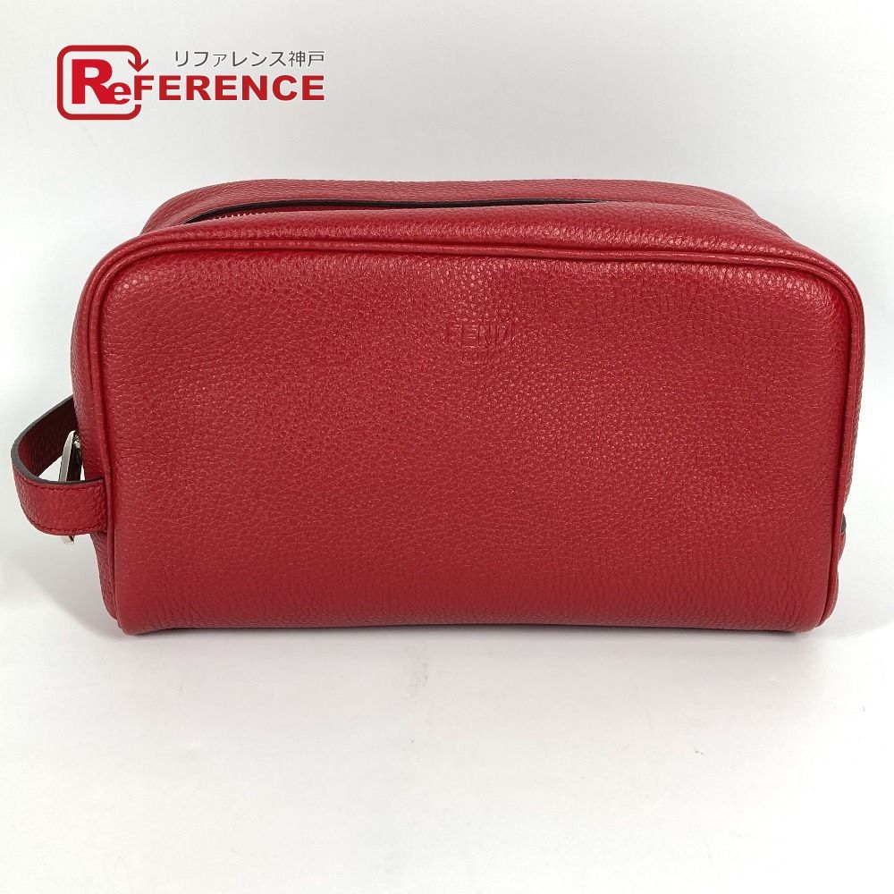 FENDI フェンディ セカンドバッグ ロゴ 7AS378 レザー レッド