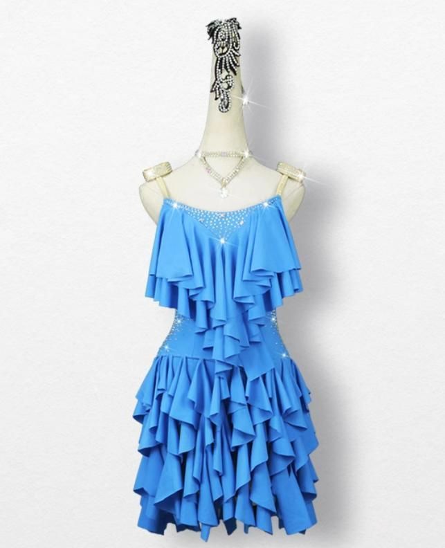 ラテンダンス 社交ダンス ドレス チャコット製 競技会 ラテン ドレス