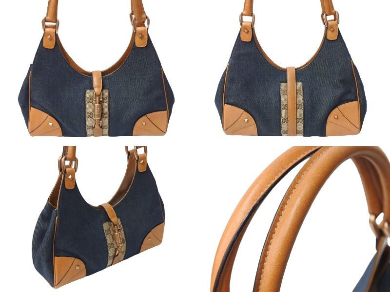 GUCCI グッチ ワンショルダーバッグ デニム GGキャンバス レザー