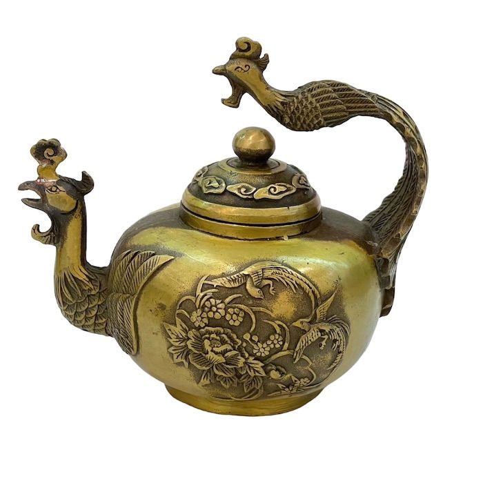 鳳凰急須 鳳凰 朱雀 不死鳥 フェニックス 観賞用 銅 金 ゴールド 置物