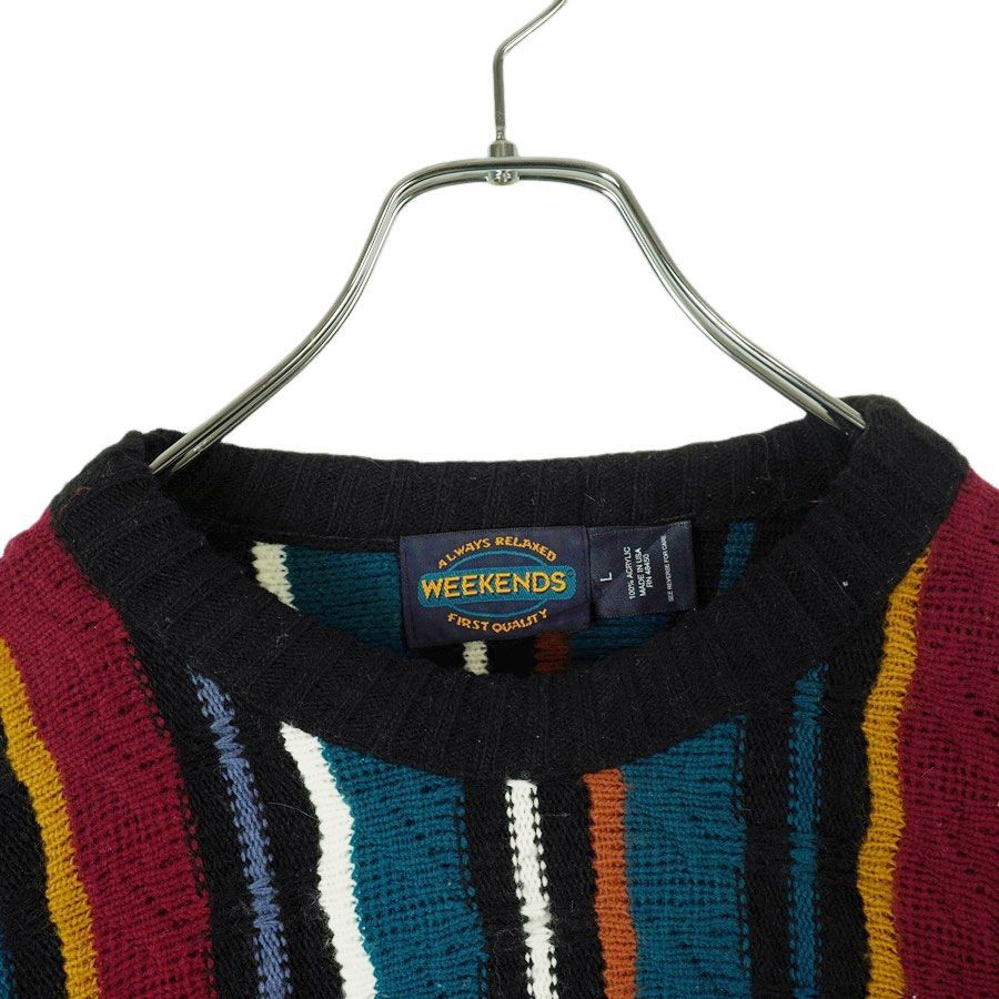 USA製ウィークエンドWeekendsマルチストライプニットセーターvintage 