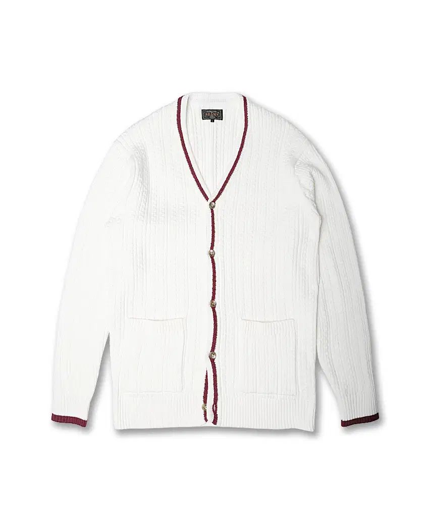 ビームス プラス Beams オフホワイト ケーブル Vネック ニット カーディガン