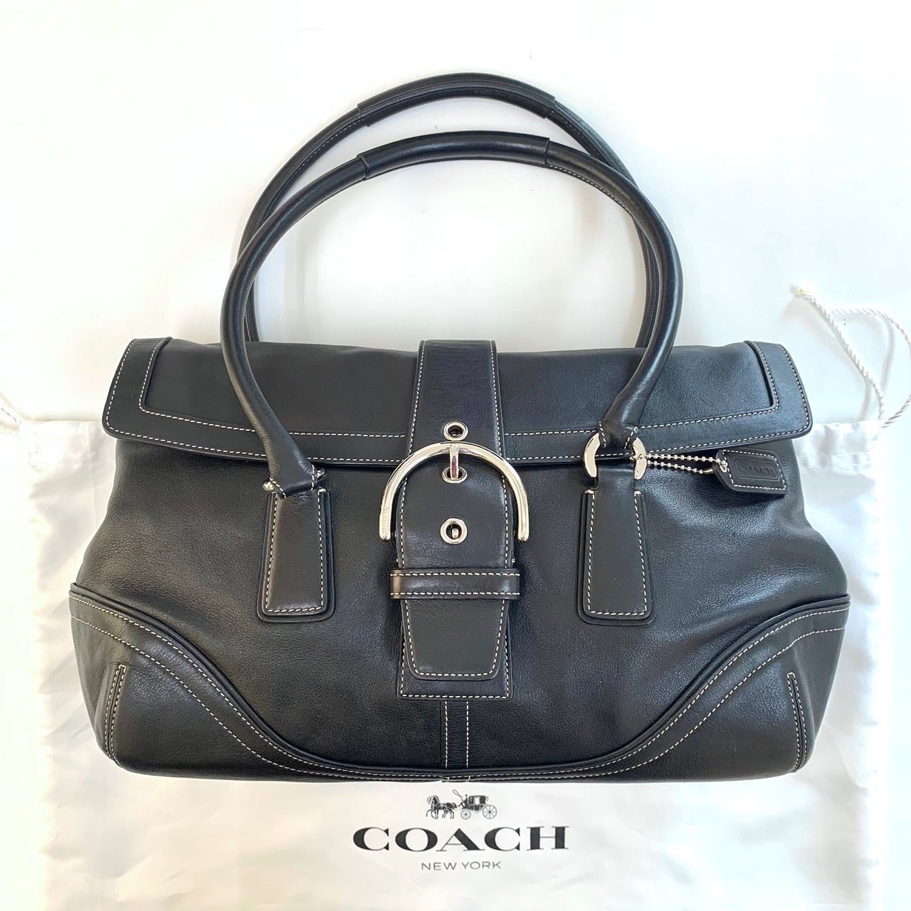 上美品です⭐️COACH/コーチ】 オールレザー ブラック ハンドバッグ 