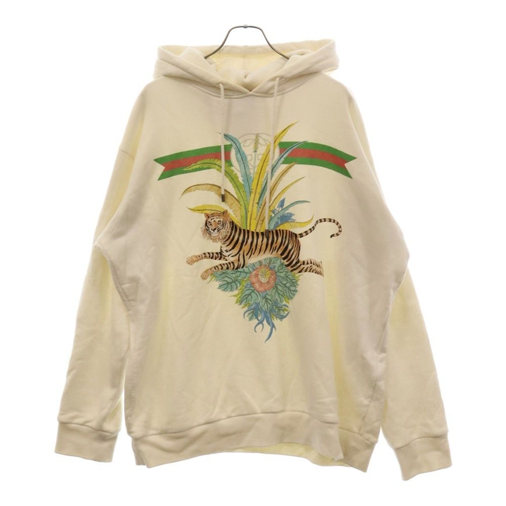 GUCCI (グッチ) タイガーロゴプリント プルオーバーパーカー アイボリー 623244 XJD3Z