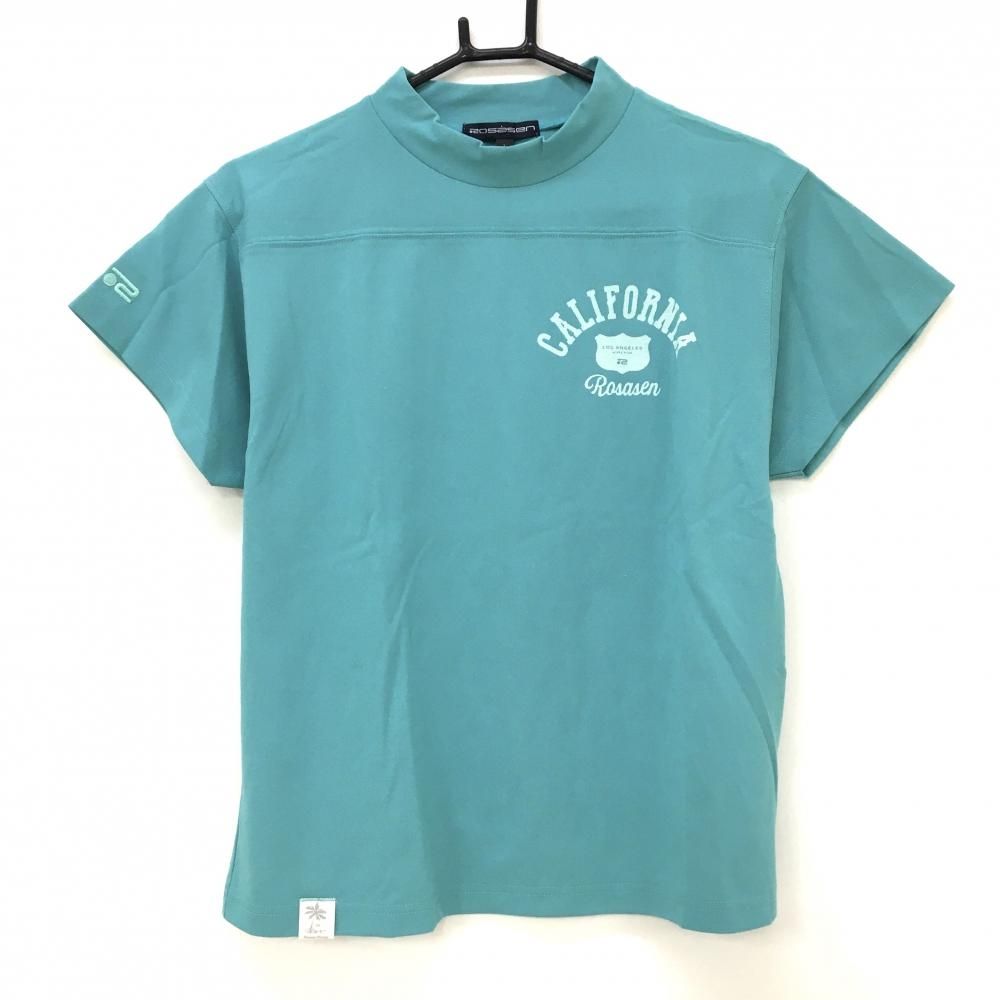 【超美品】ロサーセン 半袖ハイネックシャツ ライトグリーン バックプリント  レディース L ゴルフウェア Rosasen