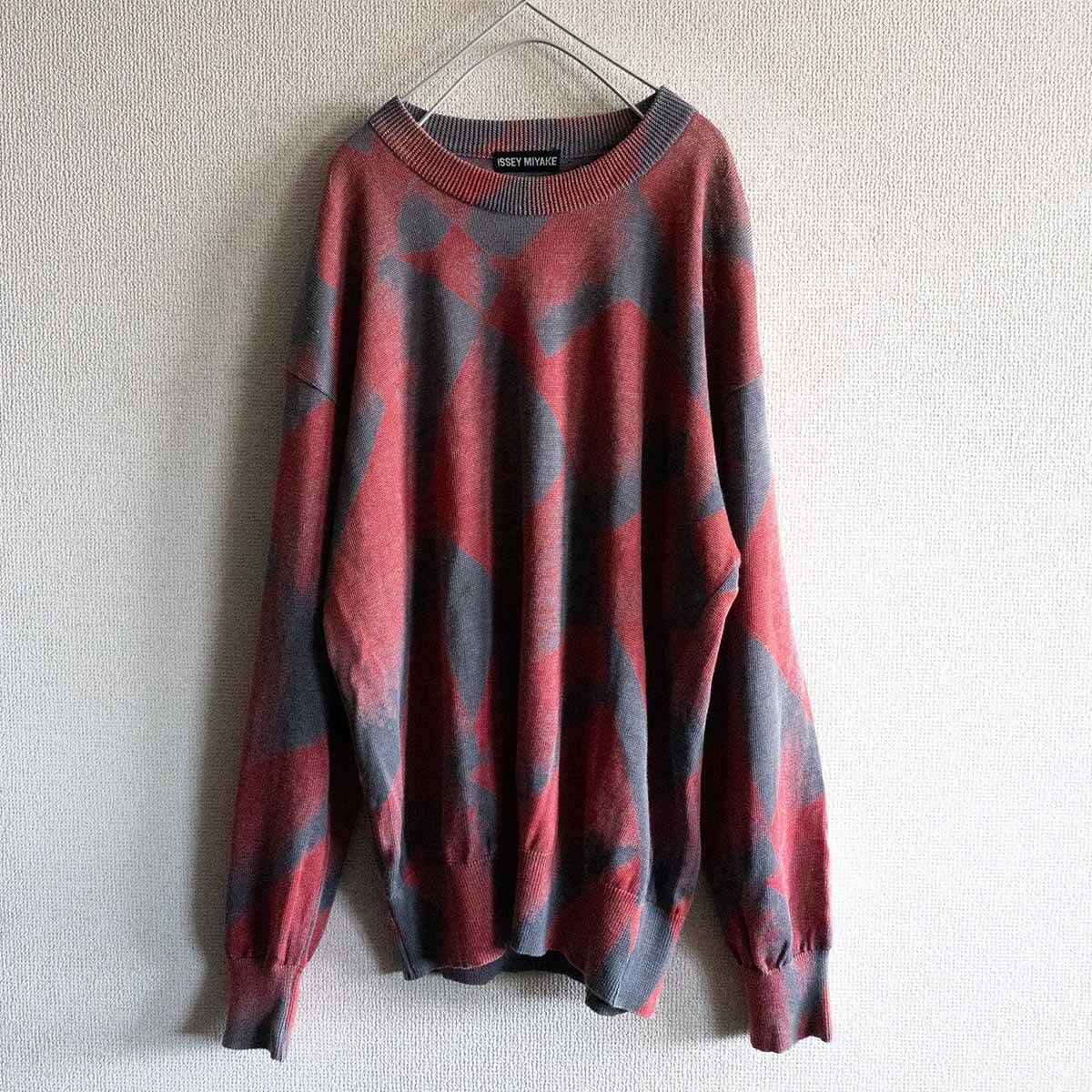 美品】ISSEY MIYAKE【リネン 総柄 ニット】 麻 イッセイミヤケ 