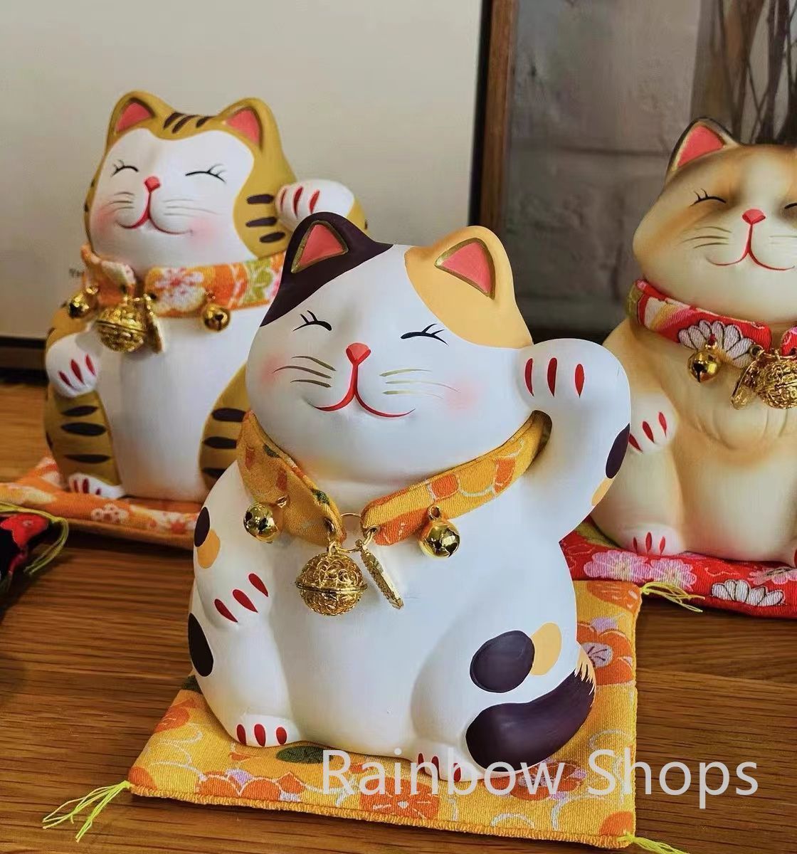 【♥︎】幸運な猫の置物 彫刻 化粧品 オフィステーブル 新品未使用】日本の幸運の猫の置物 セラミック 幸運の猫像 卓上