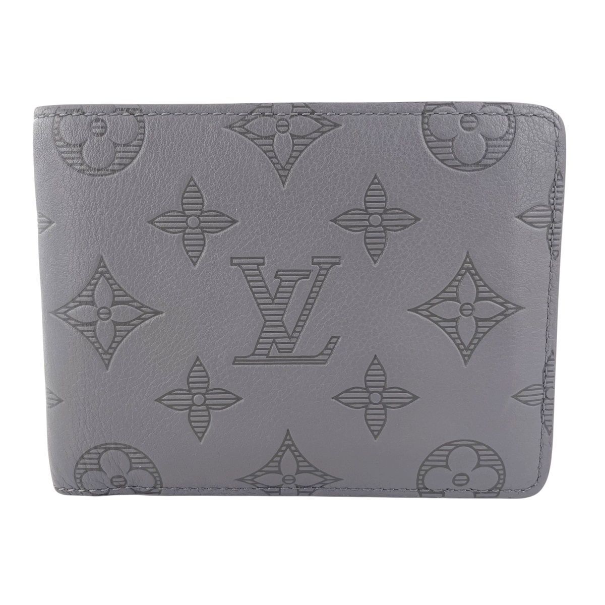 LOUIS VUITTON ルイ ヴィトン ポルトフォイユ ミュルティプル M81383 モノグラム･シャドウ レザー グレー メンズ 折り財布 25021117 RD