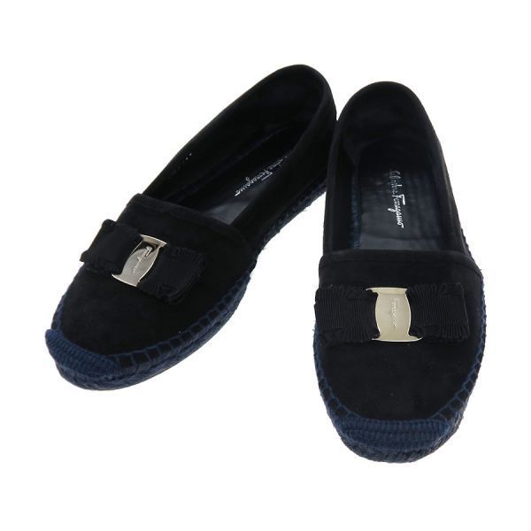 ryri_mama　サルヴァトーレフェラガモ　エスパドリーユ 黒 フェラガモ エスパドリーユ ryri_mama サルヴァトーレフェラガモ