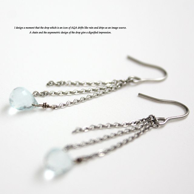 レインドロップフックピアス Aquamarine