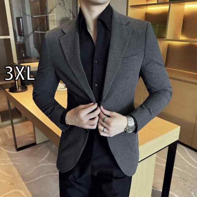 [3XL]春 コーデ メンズ  服 シンプル ファッション オシャレ 大人 かっこいい 大きいサイズ ストリート 紳士服 千鳥格子 スーツ ジャケット スリム ビジネス カジュアル トップス 