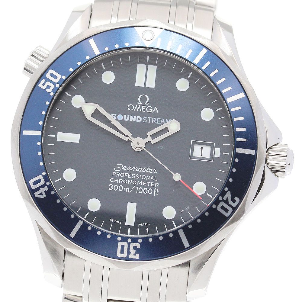 オメガ OMEGA 2531.80 シーマスター300 SOUN STREAM Wネーム デイト 自動巻き メンズ美品_842316